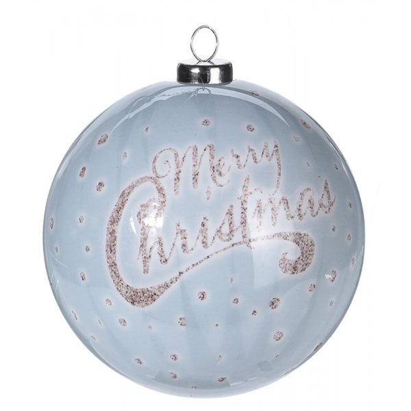 Χριστουγεννιάτικη Μπάλα Γαλάζια, με "Merry Christmas" (8cm)